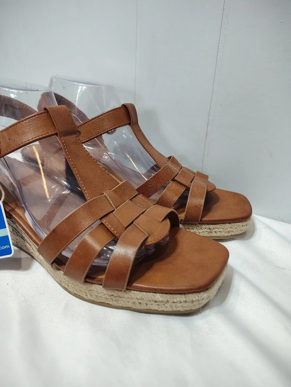 White Mountain Stormy Brown Tan Strappy Espadrille Wedge Sandal NWT Size 10